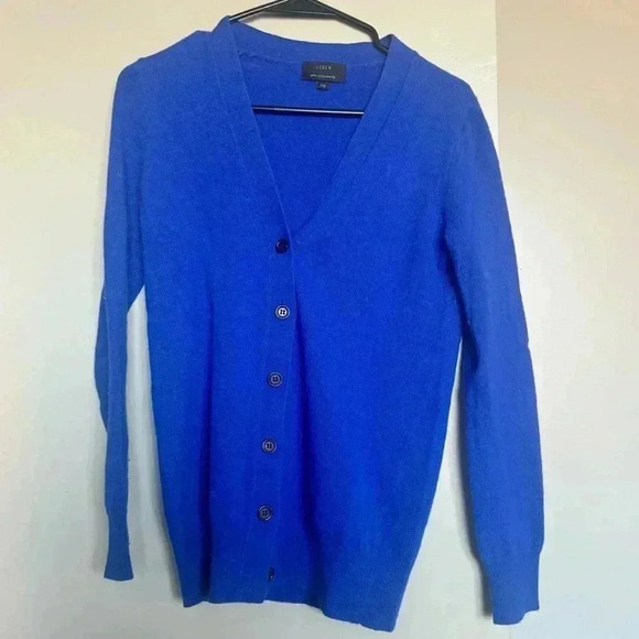 J. Crew Wool Cashmere Blend Cardigan in Royal Blue Size XXS - Picture 1 of 3